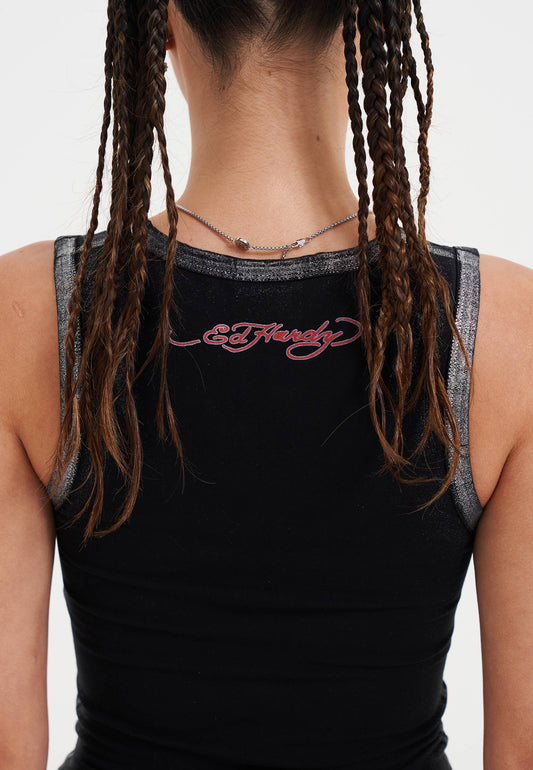Womens Ed Nyc Skull Tour Vest Top - Black