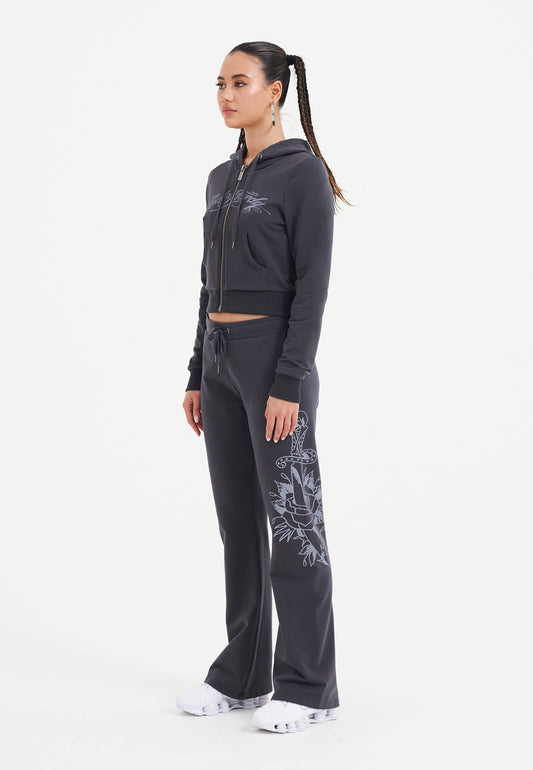 Womens Love Is Mystery Flared Jogger - Charcoal