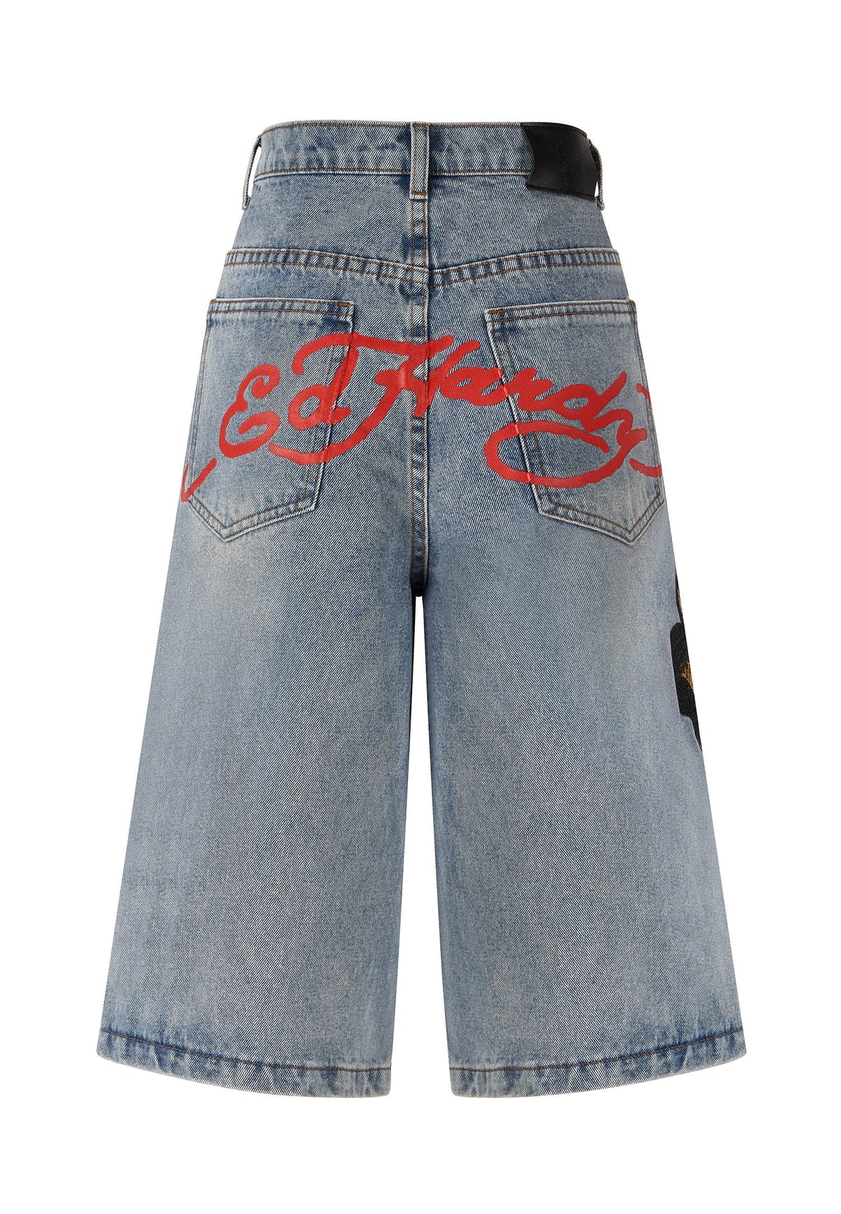 Womens Panther Crawl Relaxed Denim Jorts Shorts - Bleach
