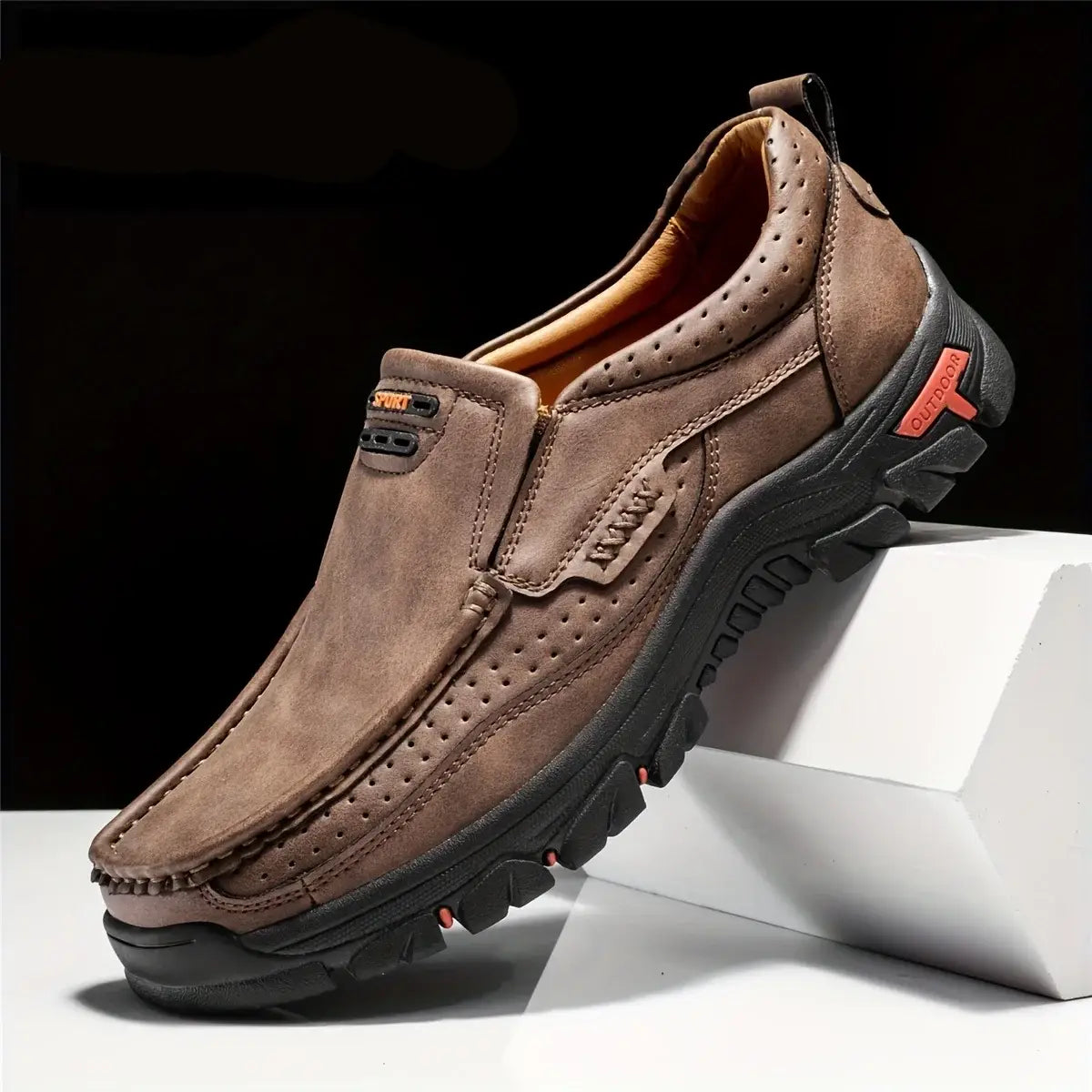 Men's Non-slip Walking Leather Lightweight Breathable Casual Loafers