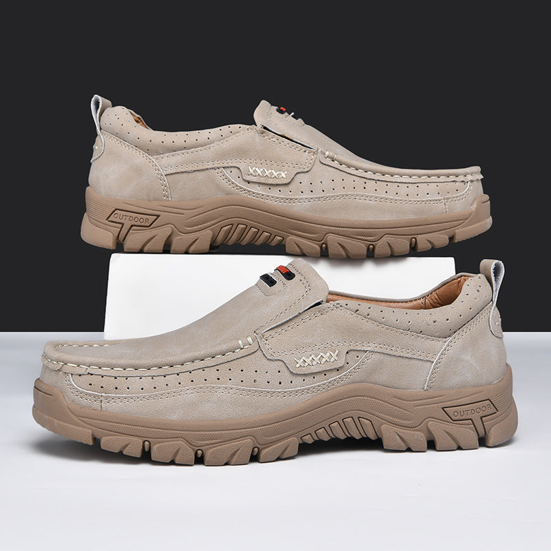 Men's Non-slip Walking Leather Lightweight Breathable Casual Loafers
