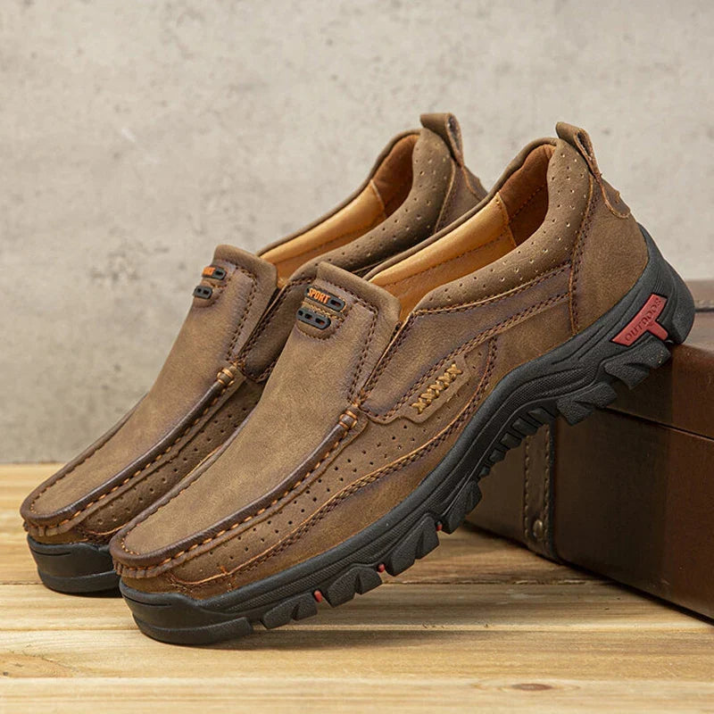 Men's Non-slip Walking Leather Lightweight Breathable Casual Loafers