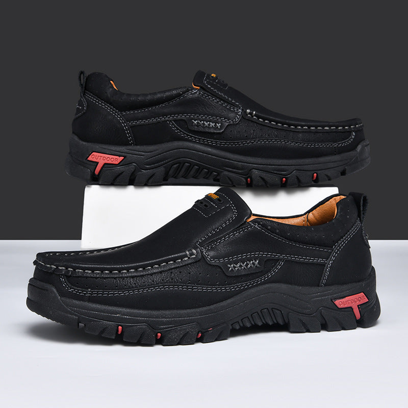 Men's Non-slip Walking Leather Lightweight Breathable Casual Loafers