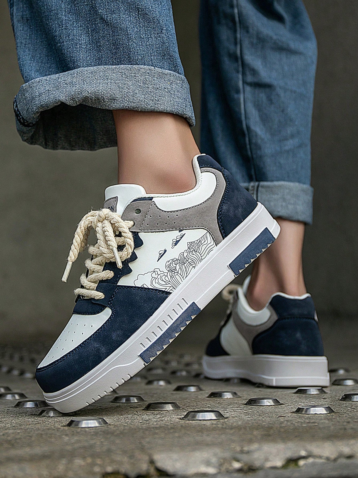 Casual Men's Random Print Low-Top Flat Sports Sneakers