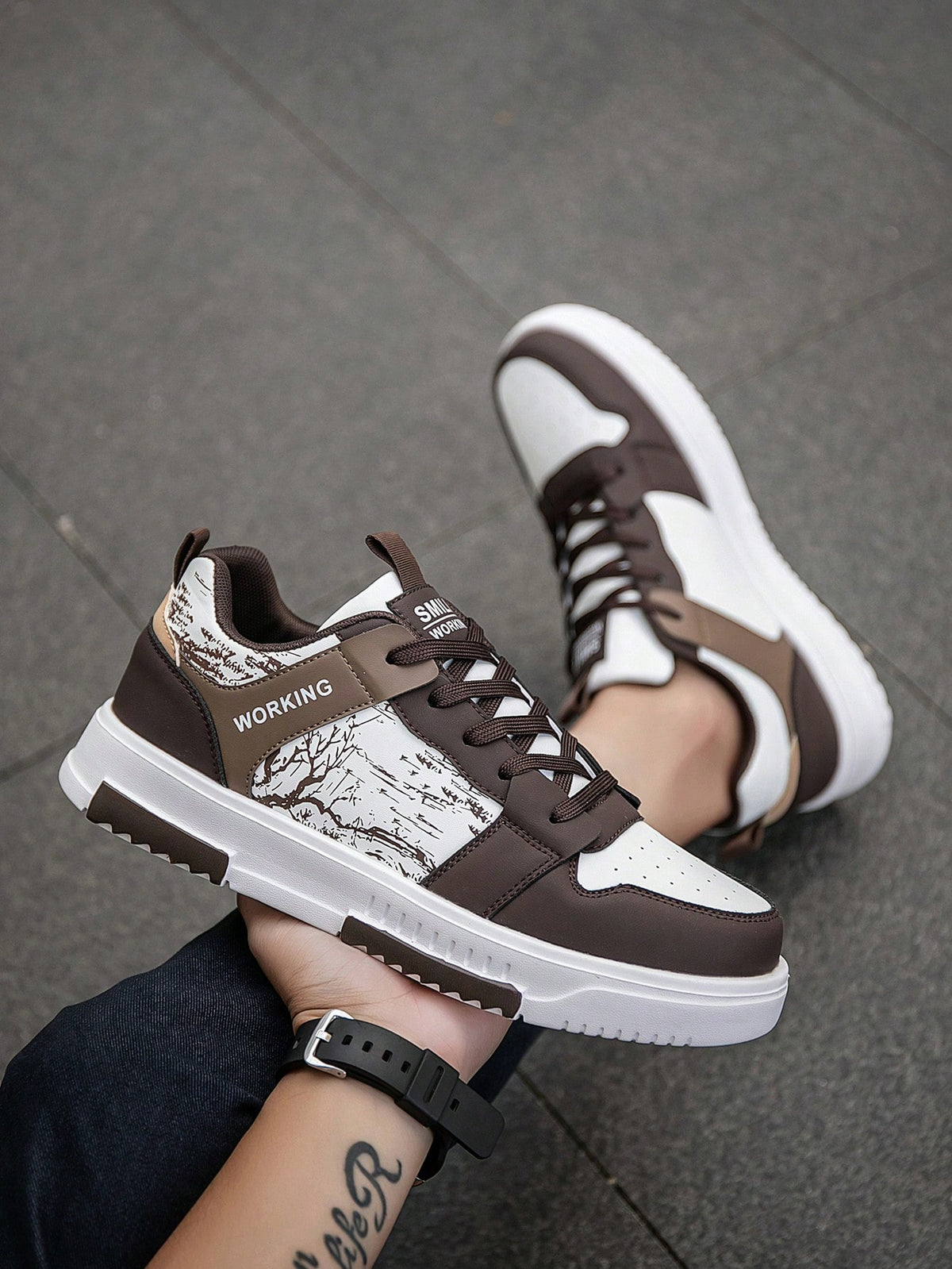 Casual Men's Random Print Low-Top Flat Sports Sneakers