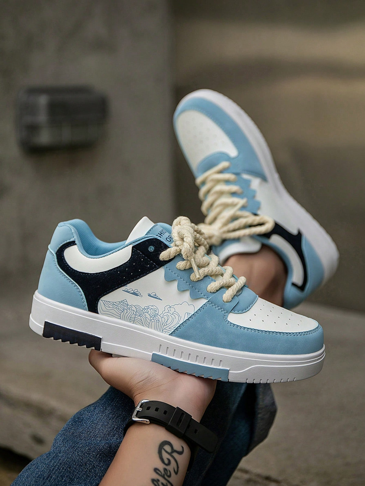 Casual Men's Random Print Low-Top Flat Sports Sneakers