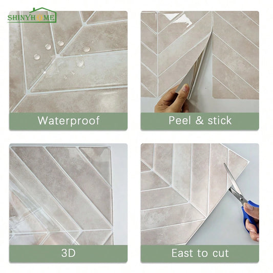 Self Adhesive Wall Tile - 3D Adhesive Peel And Stick Tile Backsplash For Kitchen, Bathroom, Waterproof And Oil-Proof Wall Tiles Stickers Sticker Personalised Stickers Kitchen Decor