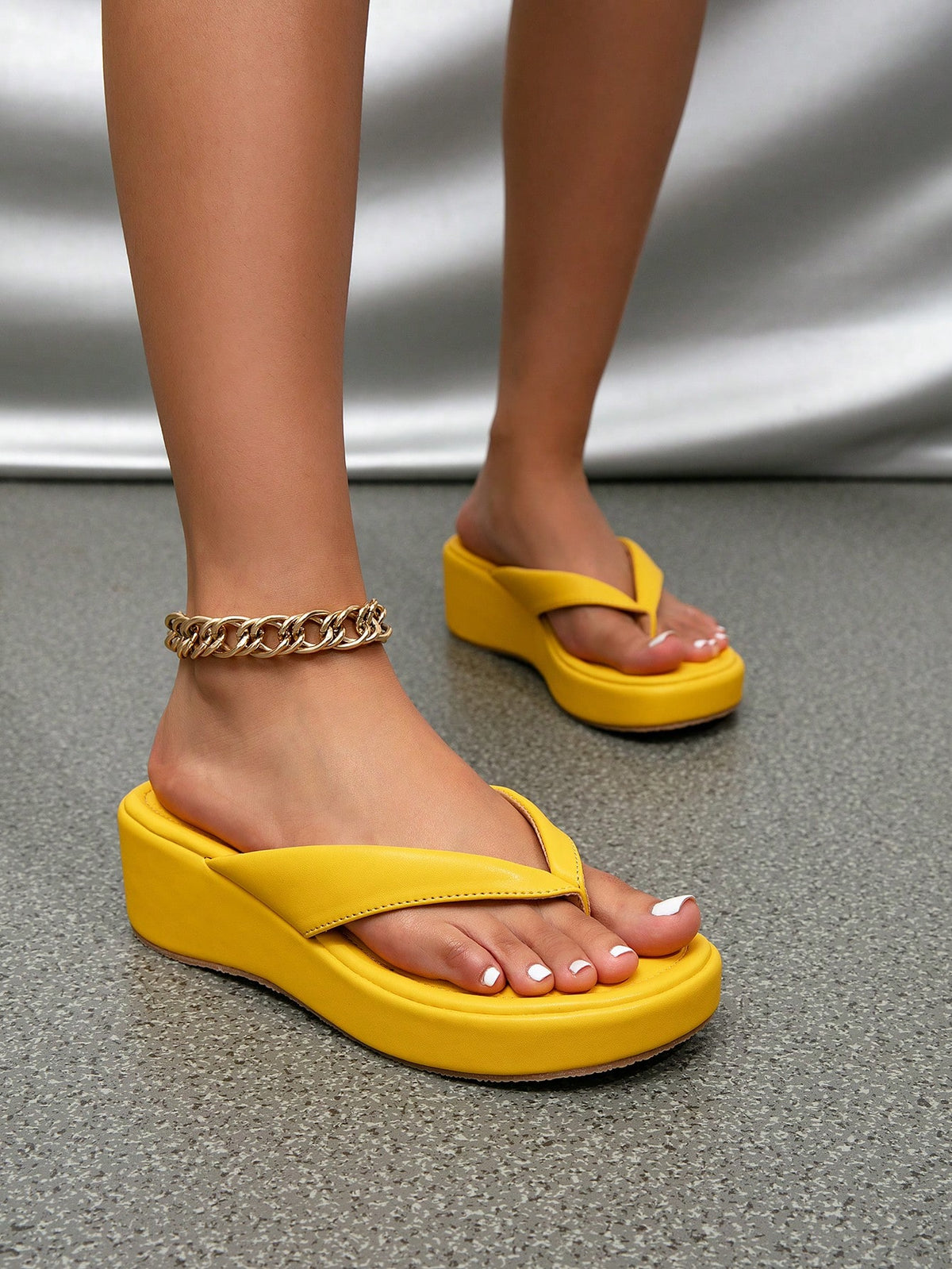 Women's Platform Wedge Heel Thong Slippers