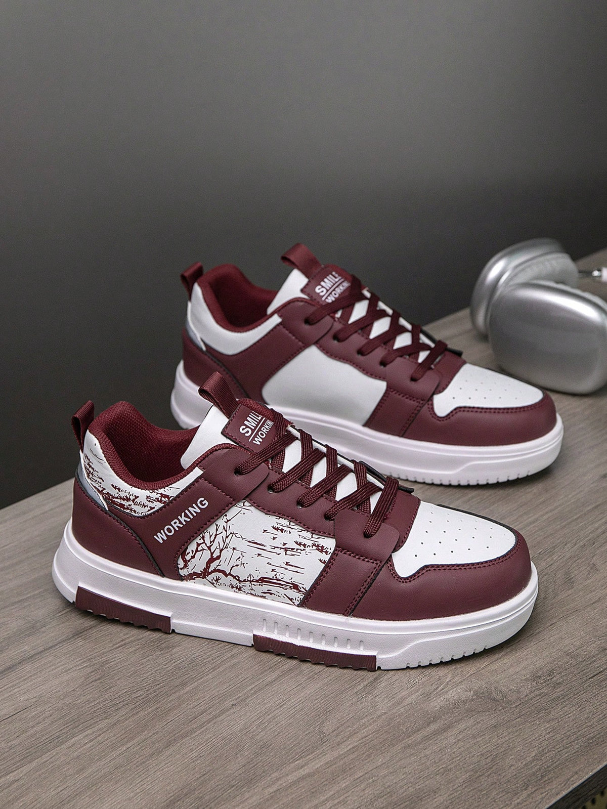 Casual Men's Random Print Low-Top Flat Sports Sneakers