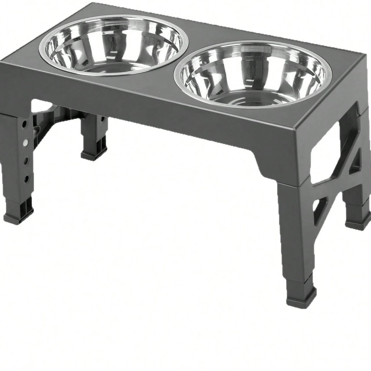 1pc Elevated Dog Feeder, Foldable Design With 4 Adjustable Heights, Includes 2 Stainless Steel Bowls, Non-Slip