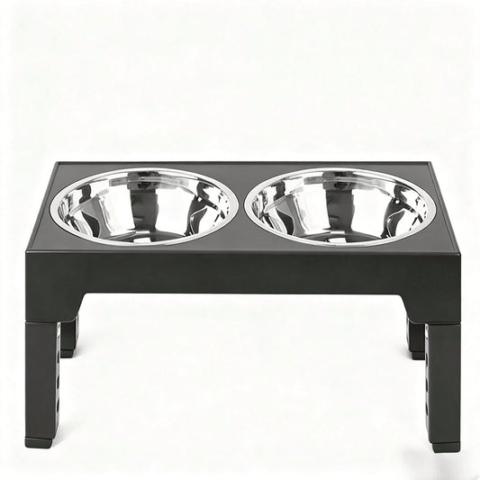1pc Elevated Dog Feeder, Foldable Design With 4 Adjustable Heights, Includes 2 Stainless Steel Bowls, Non-Slip