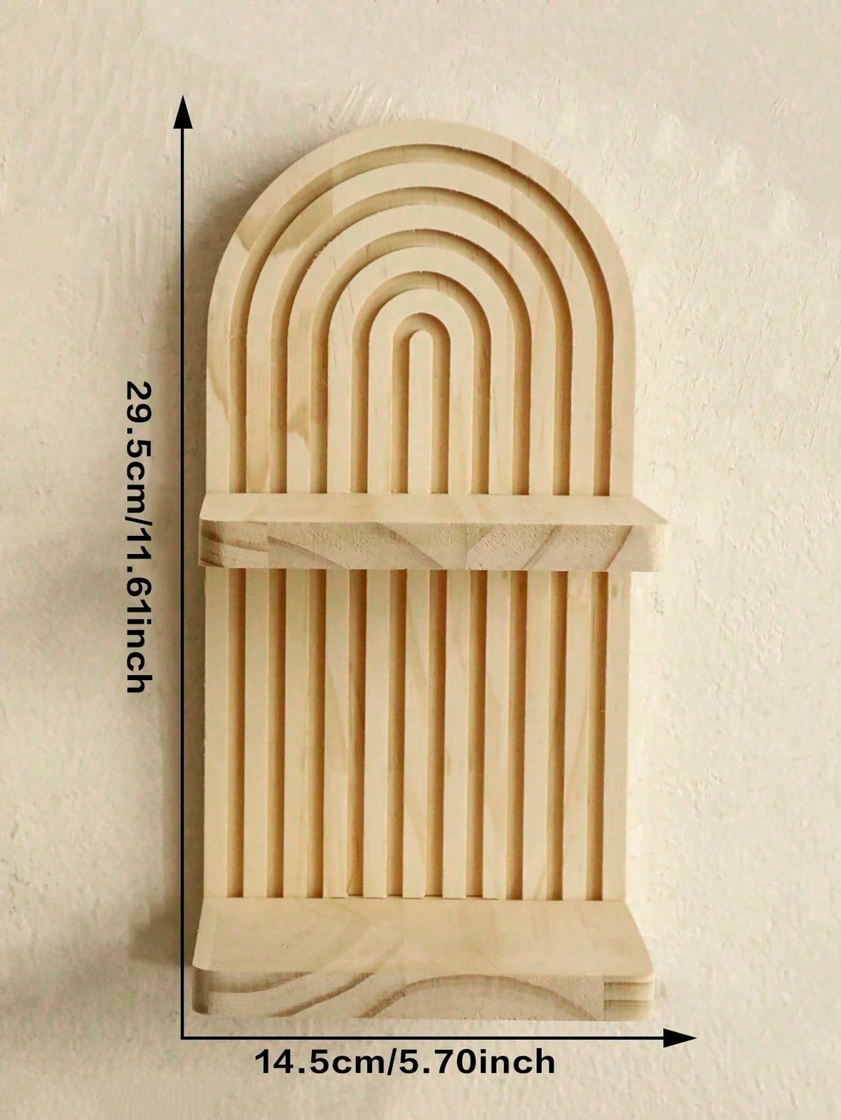 OBOVAY 1Pc Bohemian Style Wave Patterned Wooden Wall Frame,Rainbow Arch & Farmhouse Wall Racks