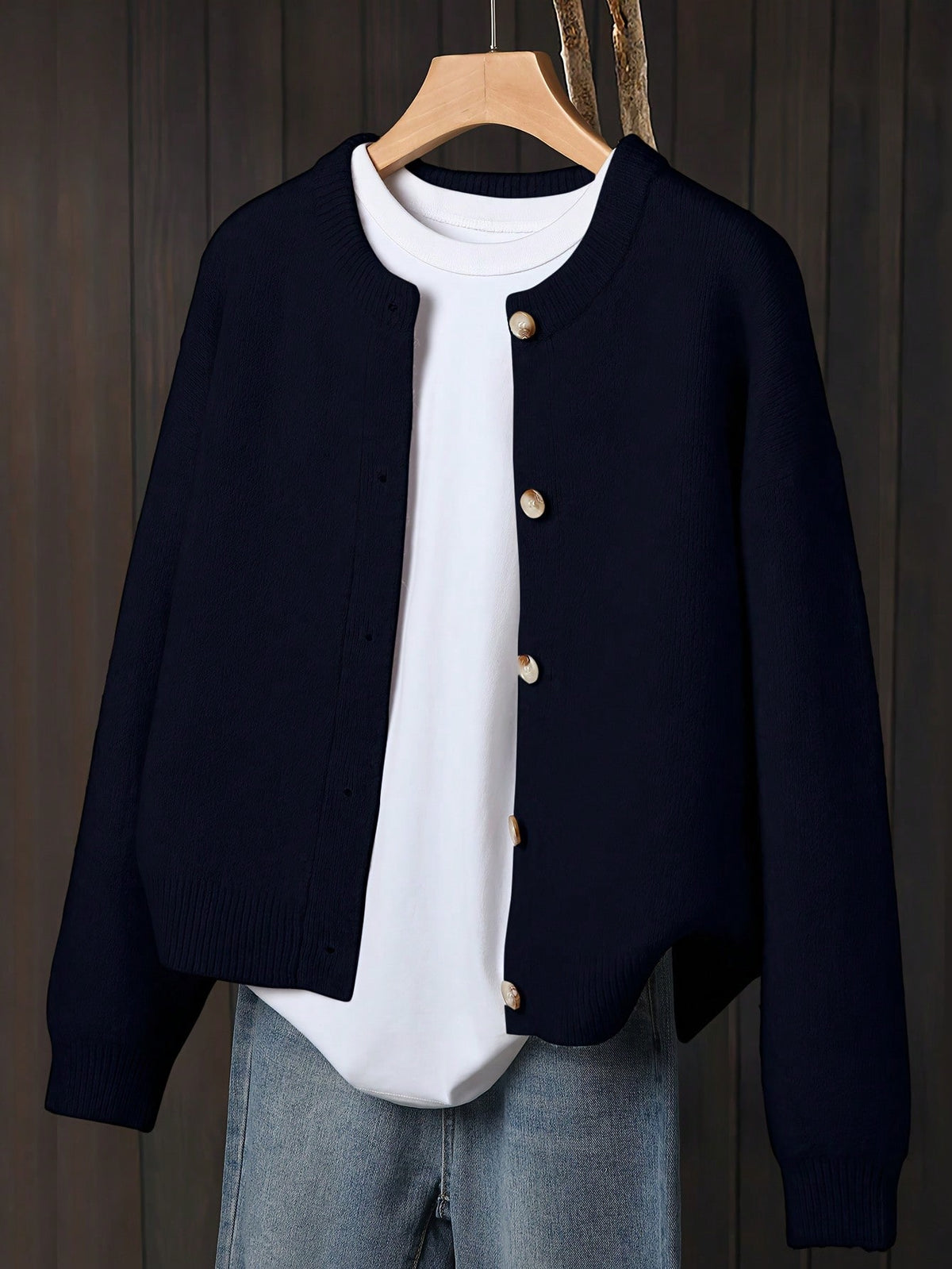 Women's Beige Cardigan, Soft Long Sleeve Sweater Jacket