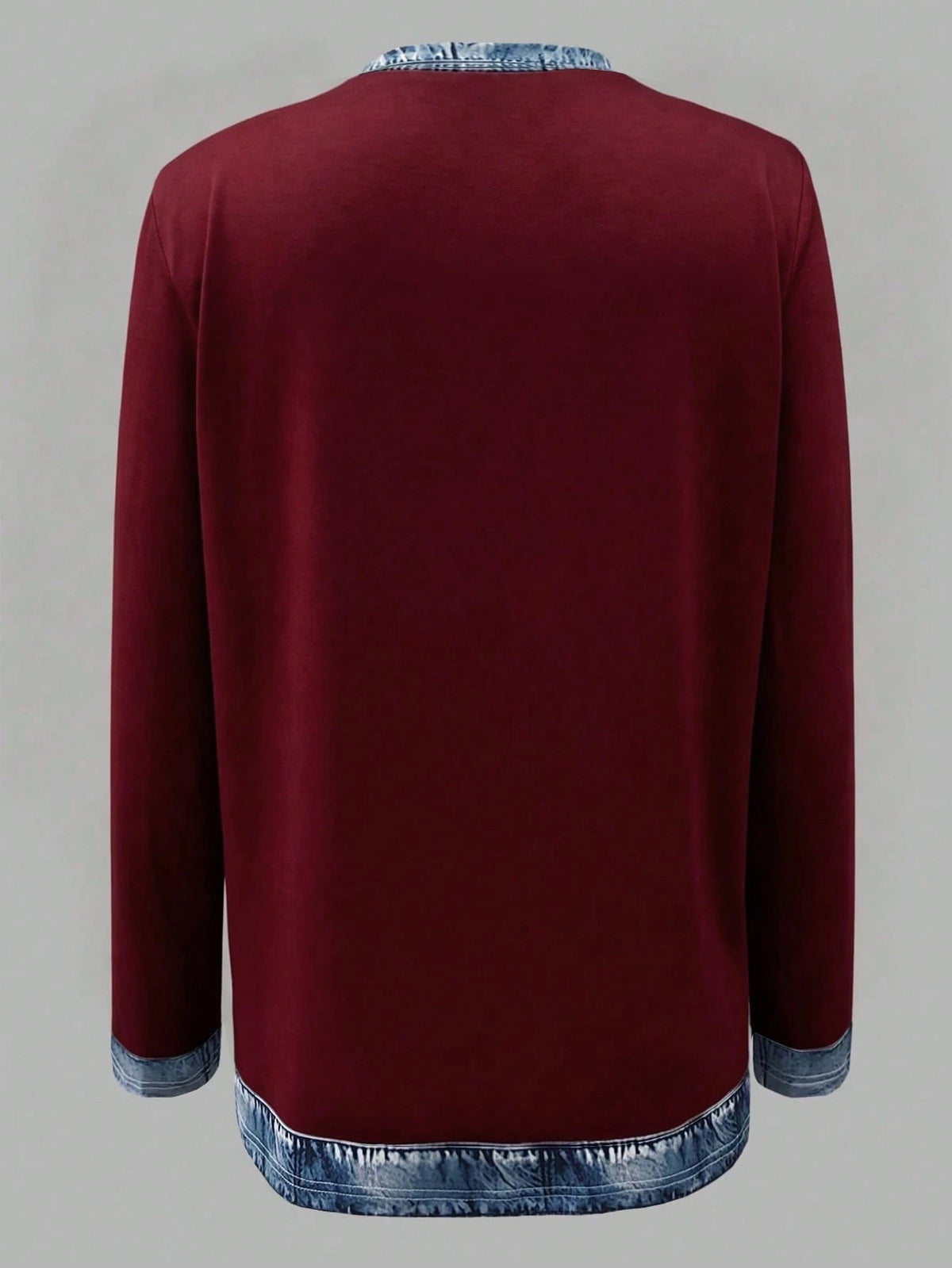 EMERY ROSE Women's Round Neck Color Block Casual Everyday Wear Long Sleeve T-Shirt