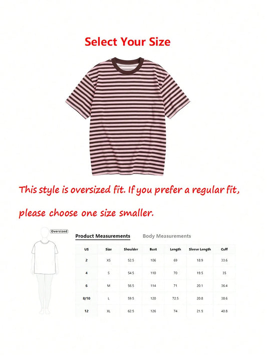 Oversized Loose Fit Short Sleeve T-Shirt, Casual Vacation Outfit For Women Pink Summer
