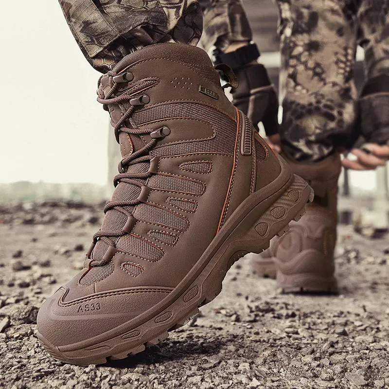 Men's Anti-Sprain Military Tactical Work Boots Waterproof Non-Slip Anti-Puncture Hiking Boots
