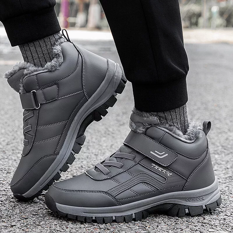 (Limited Time 49% Promotional Discount) Men's Winter Warm Orthopedic Hiking Snow Boots Waterproof Non-slip Wide Toe Arch Support Work Boots