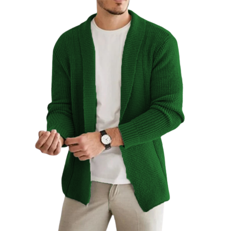 Men's Classic Casual Lapel Long Sleeve Cashmere Knit Cardigan