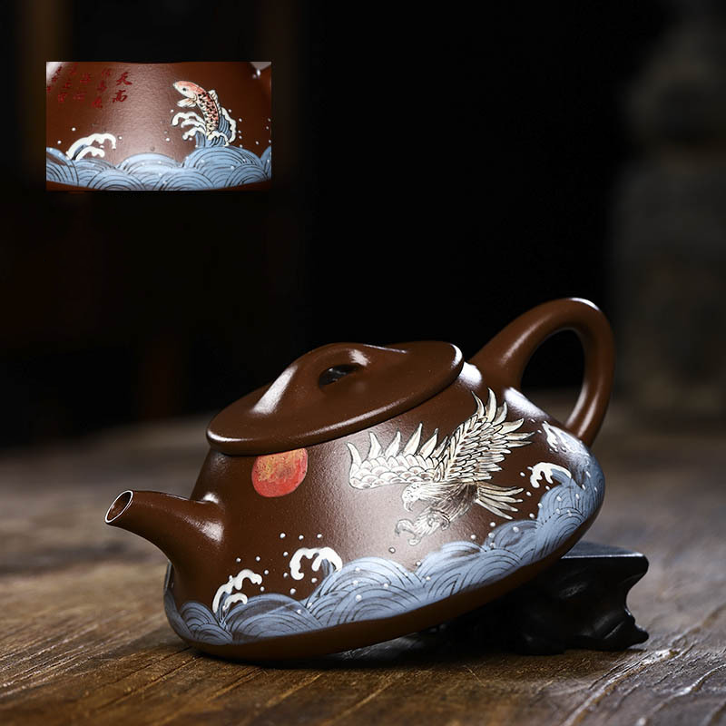 "The Vast Sky" Hand-Painted Yixing Zisha Teapot by Wu Xiaowei (300cc / 10.1 oz)