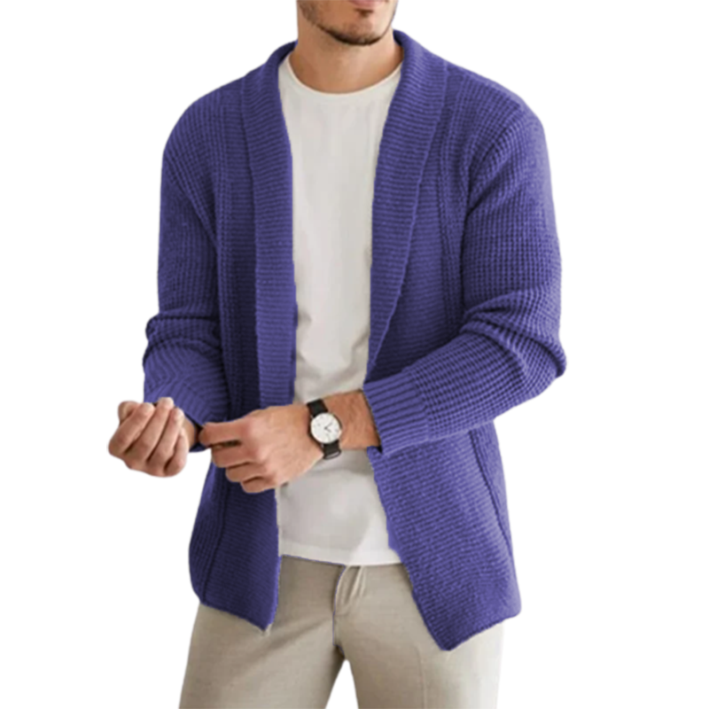 Men's Classic Casual Lapel Long Sleeve Cashmere Knit Cardigan
