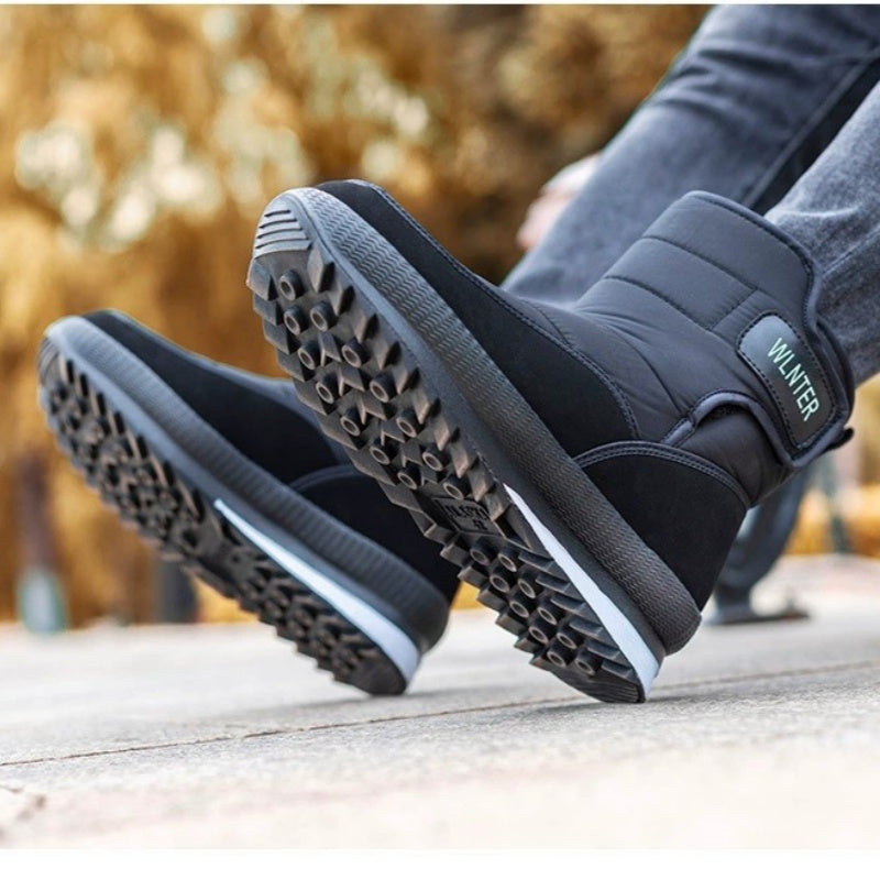 (Limited Time Sale 70%off)Men's Thick Warm Orthopedic Support Wide Toe Snow Boots Non-slip Waterproof Anti-skid Fur Lined Winter Boots