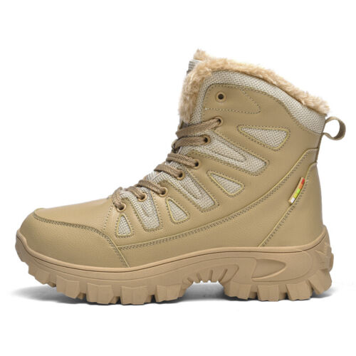 Men's Genuine Leather Warm Snow Boots Waterproof Non-Slip Winter Hiking Boots