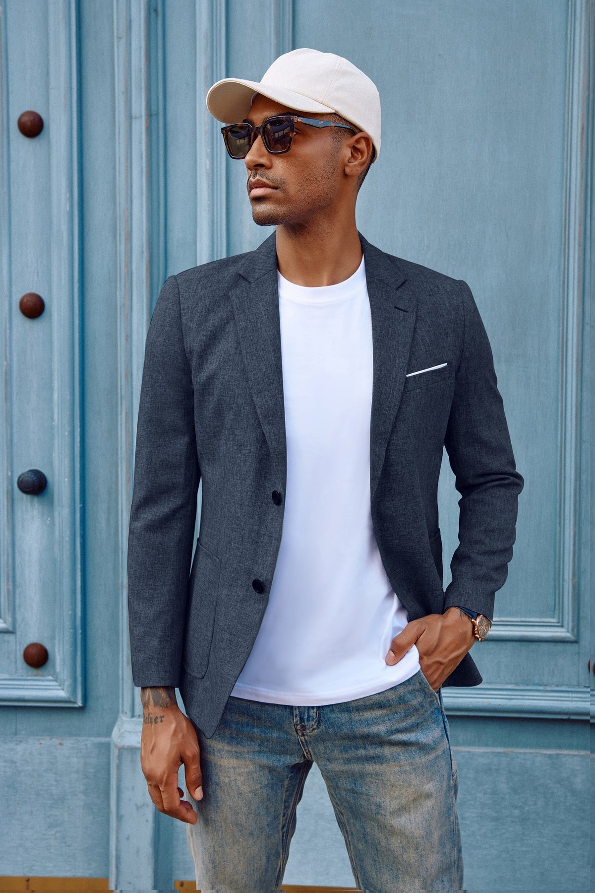 Men's Casual Sport Coat Blazer Two Buttons Lightweight Business Jackets