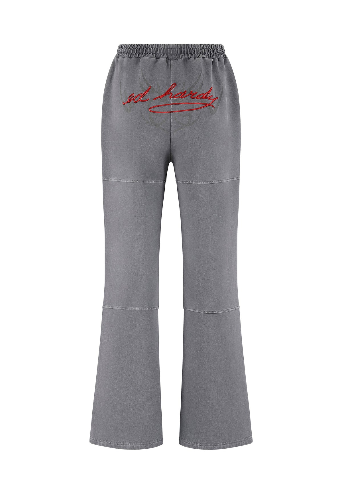 Womens Tattoo Collage Seam Detail Wide Leg Joggers - Charcoal