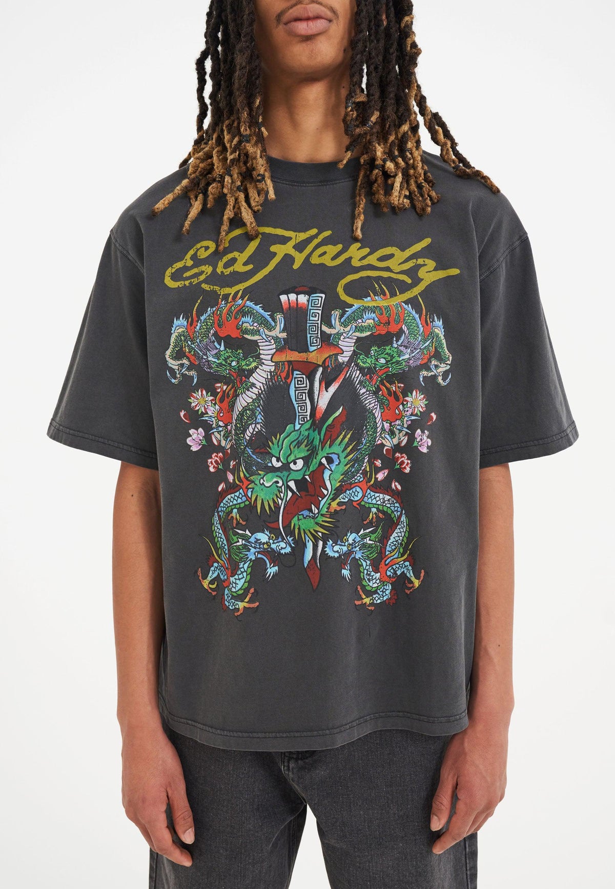 Mens Battle Of The Dragons Tshirt - Charcoal
