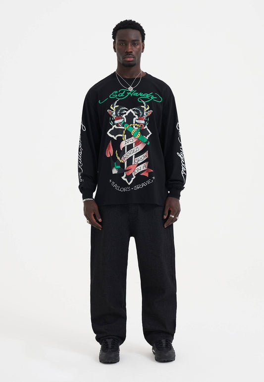 Mens Black Widow Baggy Denim Trousers Jeans - Black