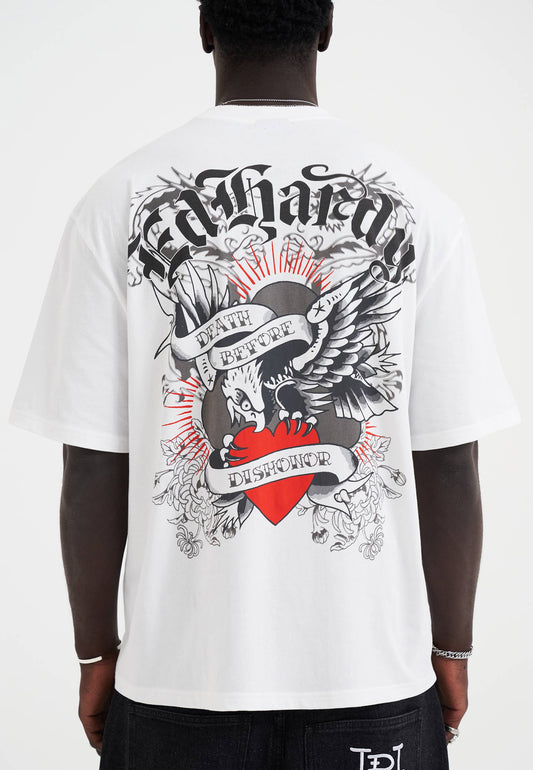 Mens Death Before Dishonor Eagle Relaxed T-Shirt - White