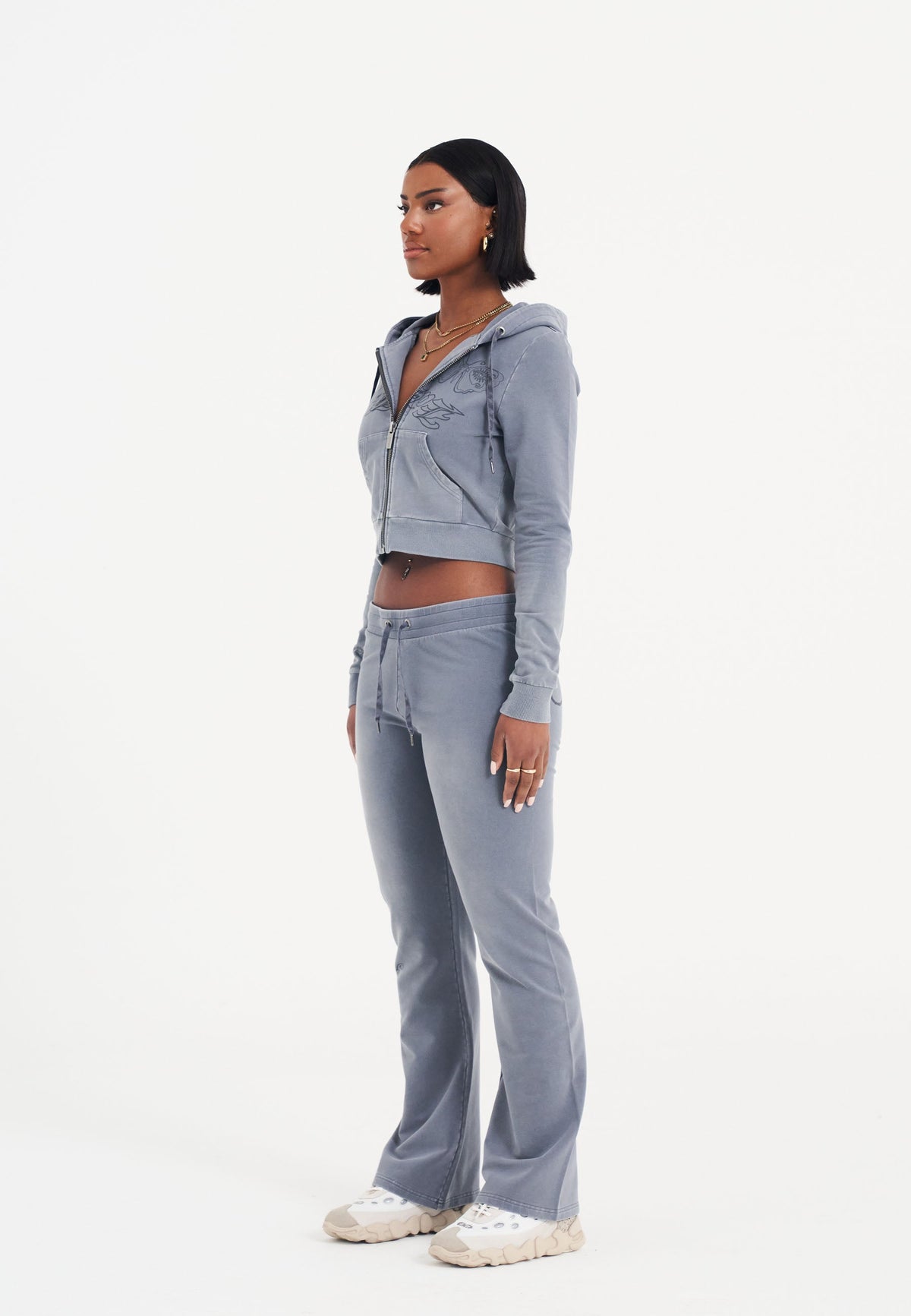 Womens Watchingfly Cropped Zip Thru Hoodie - Blue