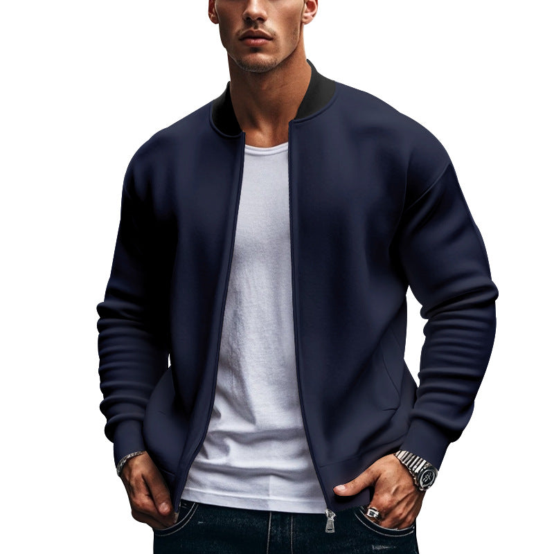 Men's Casual Lapel Zipper Baseball Jacket