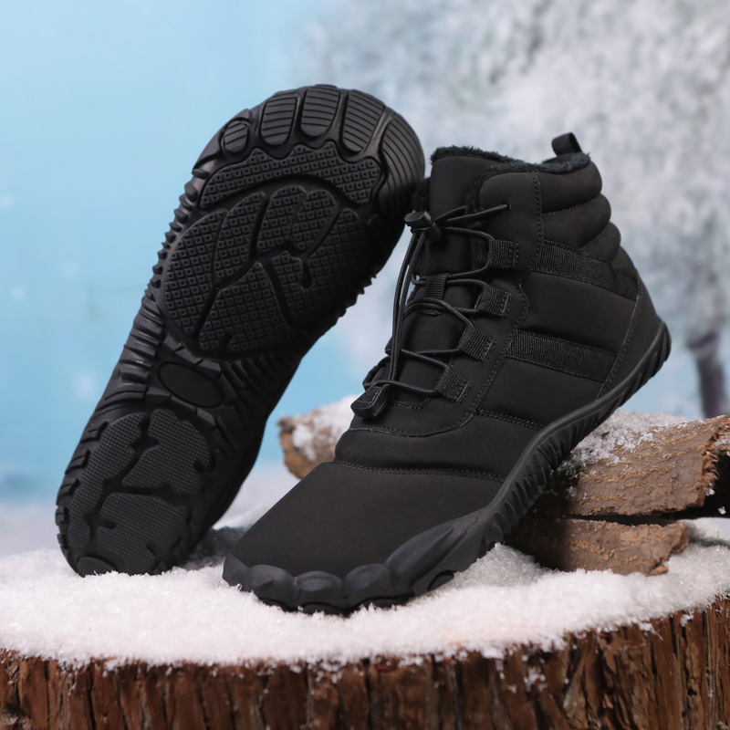 Men's Warm Fleece Barefoot Boots Wide Toe Orthopedic Support Snow Boots Waterproof Non-Slip Winter Boots
