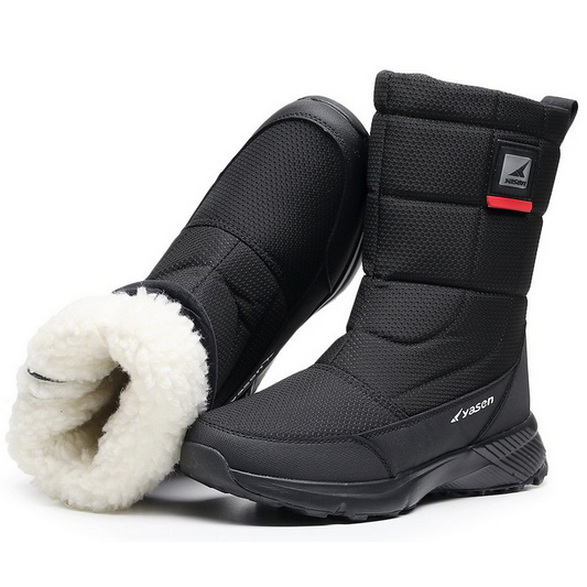(Limited Time Sale 49%off)Unisex Snow Boots Thick Leather Platform Fur Lined Warm Mid-Calf Boots Waterproof Non-slip Winter Boots(2024Warmth upgrade)
