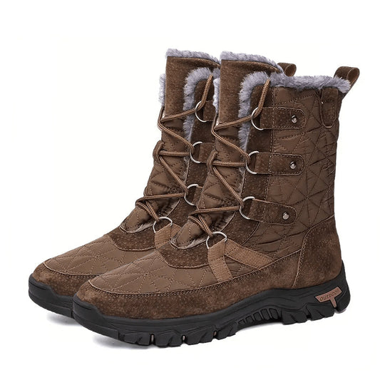 HOT SALE-Men's Genuine Leather Comfortable Snow Boots Warm Boots Combat Boots
