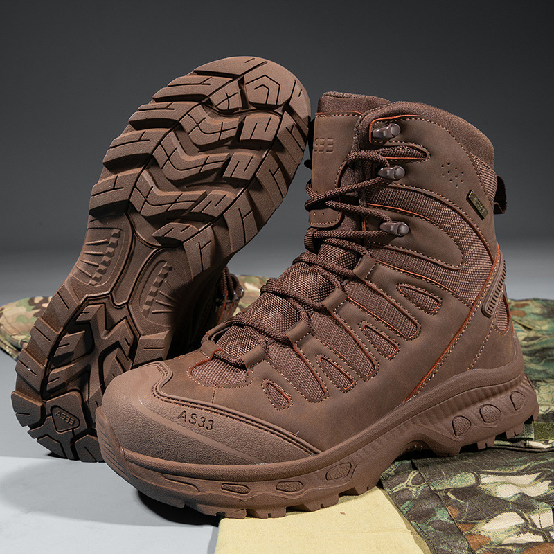 Men's Anti-Sprain Military Tactical Work Boots Waterproof Non-Slip Anti-Puncture Hiking Boots